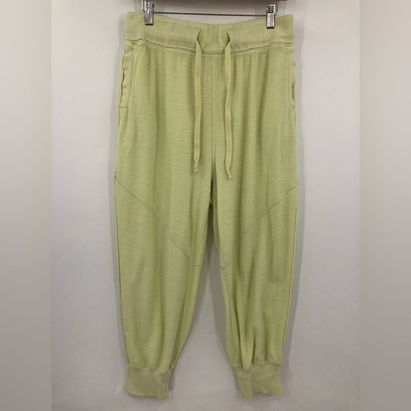 Free People M Terry Radiant Joggers Drawstring Lime 0383 terrycloth green yellow - Picture 3 of 12